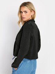 PixieGirl Petite Black High Neck Cropped Trench Coat - Image 5 of 5