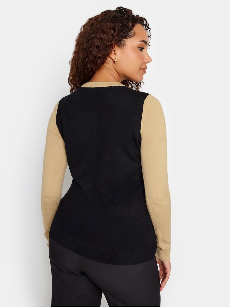 M&Co Neutral Brown Colourblock Knitted Jumper - Image 2 of 5