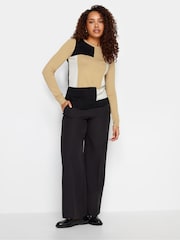 M&Co Neutral Brown Colourblock Knitted Jumper - Image 3 of 5