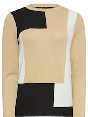 M&Co Neutral Brown Colourblock Knitted Jumper - Image 5 of 5