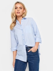 PixieGirl Petite Blue Oversize 100% Cotton Stripe Shirt - Image 1 of 4