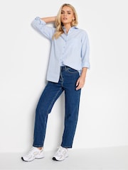 PixieGirl Petite Blue Oversize 100% Cotton Stripe Shirt - Image 3 of 4