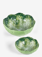 Green Cabbage Serveware Set of 2 Bowls - Image 4 of 4