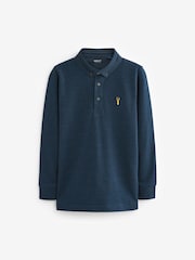 Navy Blue Long Sleeve Polo Shirt (3-16yrs) - Image 1 of 3