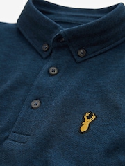 Navy Blue Long Sleeve Polo Shirt (3-16yrs) - Image 3 of 3