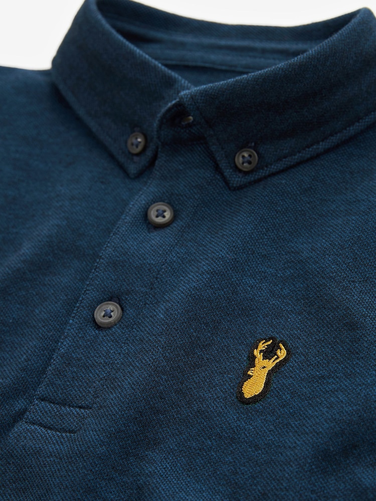 Navy Blue Long Sleeve Polo Shirt (3-16yrs) - Image 3 of 3