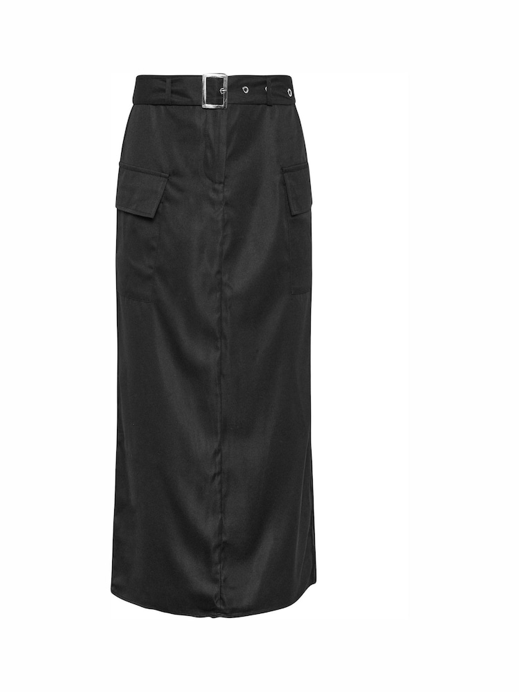 PixieGirl Petite Black Belted Utility Maxi Skirt - Image 5 of 5