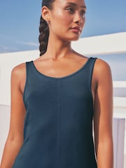 Navy Blue 100% Cotton Sleeveless Jersey Dress - Image 3 of 5