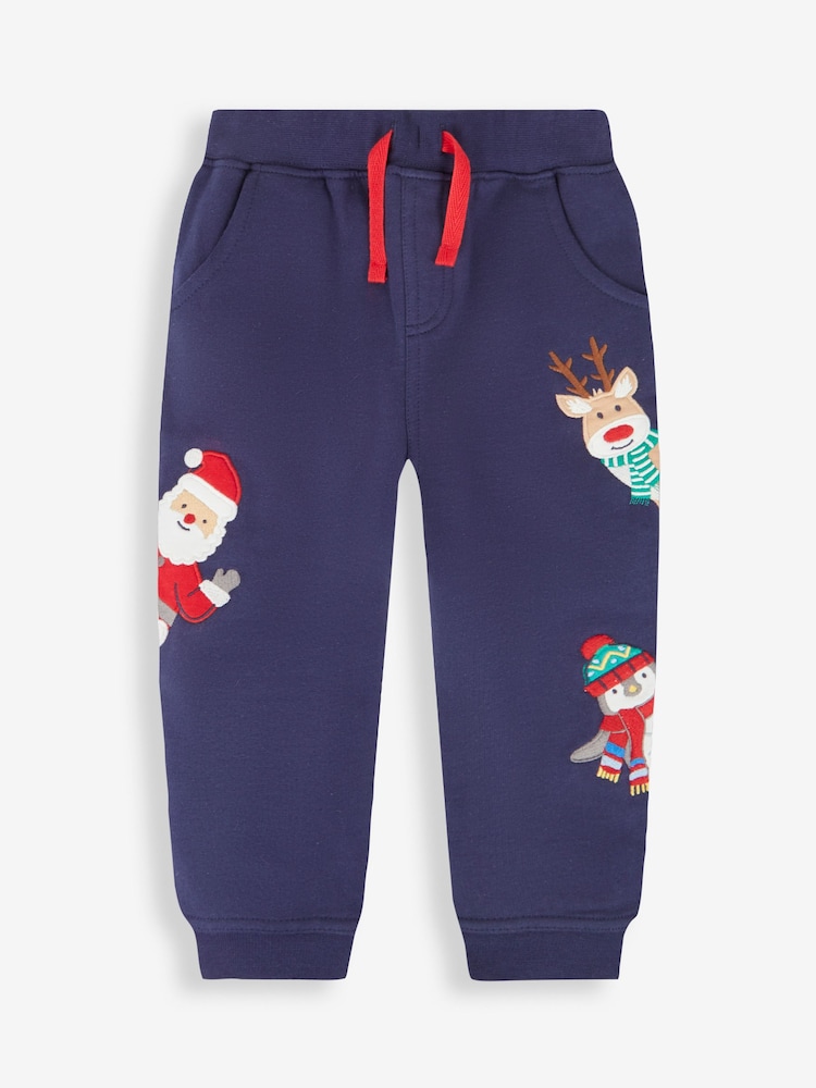 Bleu Noël bleu marine - Pantalon de jogging JoJo Maman Bébé appliqué avec animal dans la poche - Image 1 de 4