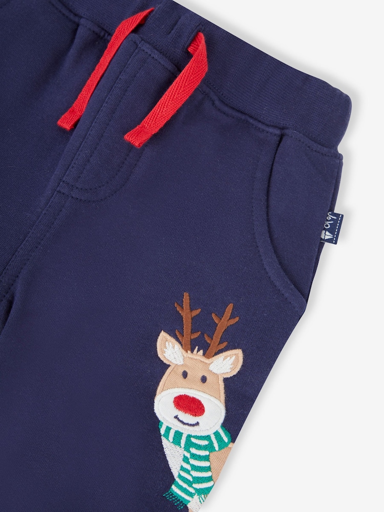Bleu Noël bleu marine - Pantalon de jogging JoJo Maman Bébé appliqué avec animal dans la poche - Image 2 de 4