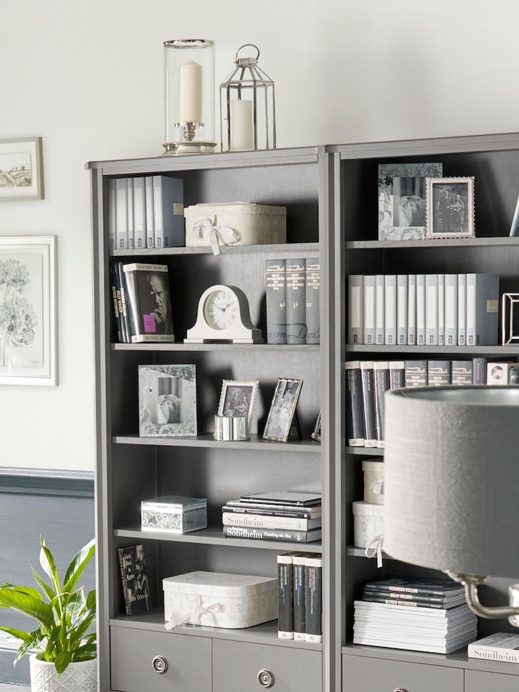 Laura Ashley Pale Charcoal Henshaw 2 Drawer Single Bookcase - Image 1 of 5