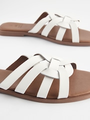 White Standard/Wide Fit Forever Comfort® Leather Lattice Mules Sandals - Image 6 of 6