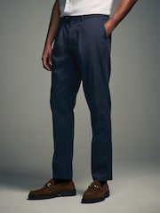 Azul marino - Pantalones chinos elásticos con cintura elástica de mezcla de TENCEL™ - Imagen 1 de 8