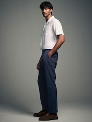 Azul marino - Pantalones chinos elásticos con cintura elástica de mezcla de TENCEL™ - Imagen 2 de 8