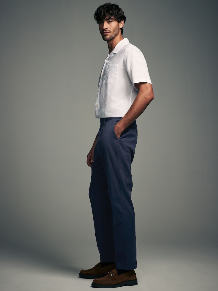 Azul marino - Pantalones chinos elásticos con cintura elástica de mezcla de TENCEL™ - Imagen 2 de 8