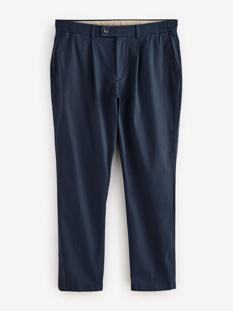 Navy Blue Elasticated Waist TENCEL™ Blend Stretch Chino Trousers - Image 7 of 8