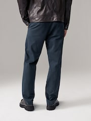 Navy Blue Straight Fit Printed Soft Touch Stretch Denim Jeans Style Trousers - Image 2 of 10
