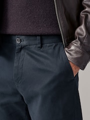 Navy Blue Straight Fit Printed Soft Touch Stretch Denim Jeans Style Trousers - Image 5 of 10