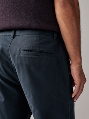 Navy Blue Straight Fit Printed Soft Touch Stretch Denim Jeans Style Trousers - Image 6 of 10