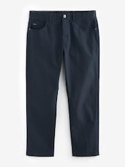 Navy Blue Straight Fit Printed Soft Touch Stretch Denim Jeans Style Trousers - Image 7 of 10