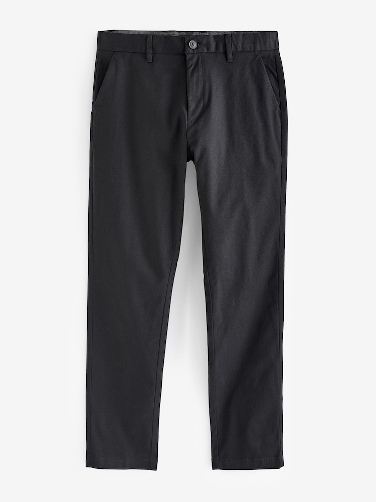 Schwarz - Gerade Passform - Weiche, bedruckte Chinohose mit Stretch - Bild 1 von 4 Schwarz - Gerade Passform - Weiche, bedruckte Chinohose mit Stretch - Bild 1 von 4