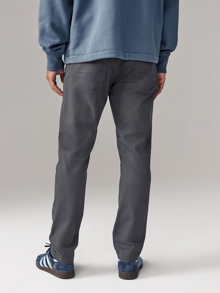 Gris antracita - Pantalones rectos estilo vaqueros en denim elástico suave al tacto con estampado - Imagen 2 de 10