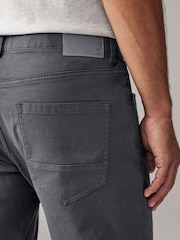 Gris antracita - Pantalones rectos estilo vaqueros en denim elástico suave al tacto con estampado - Imagen 6 de 10