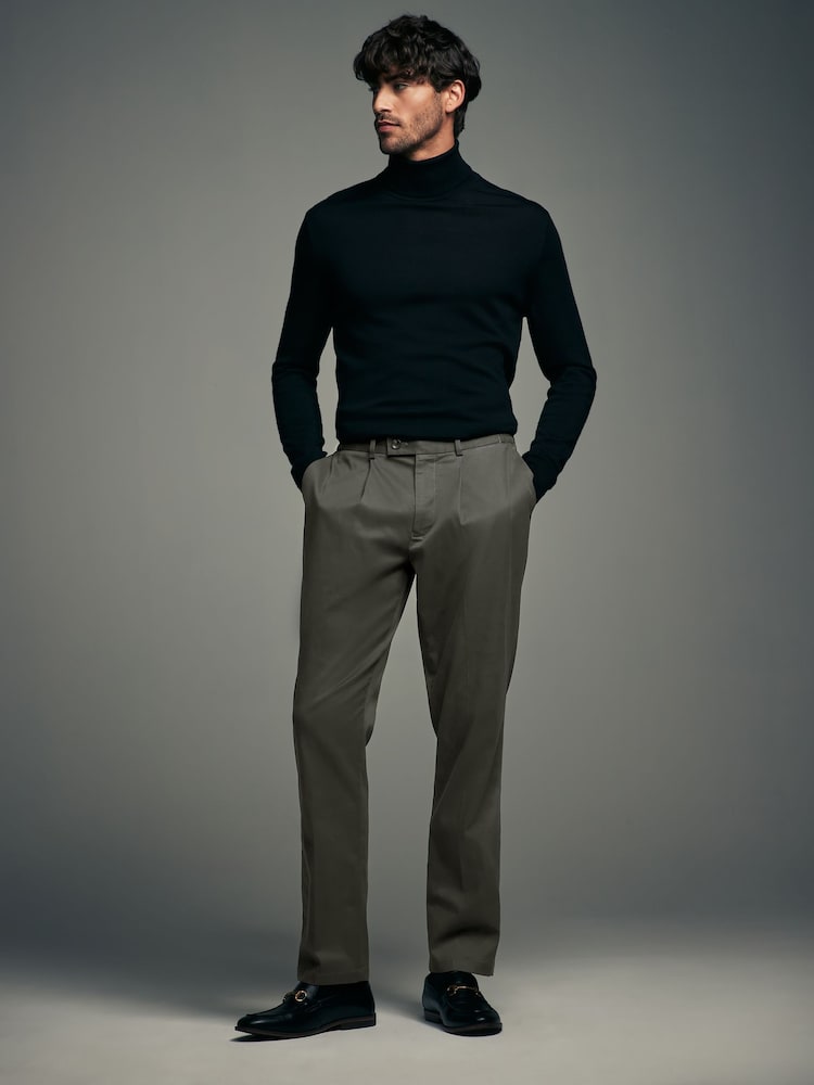 Khaki Green Elasticated Waist TENCEL™ Blend Stretch Chino Trousers - Image 2 of 9