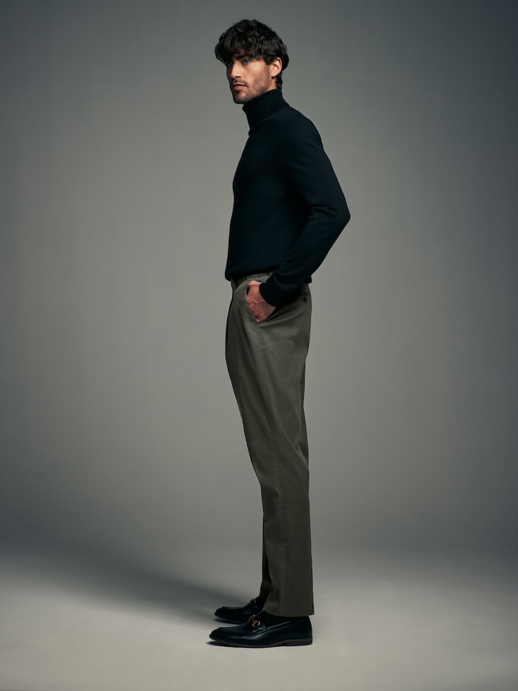 Khaki Green Elasticated Waist TENCEL™ Blend Stretch Chino Trousers - Image 3 of 9