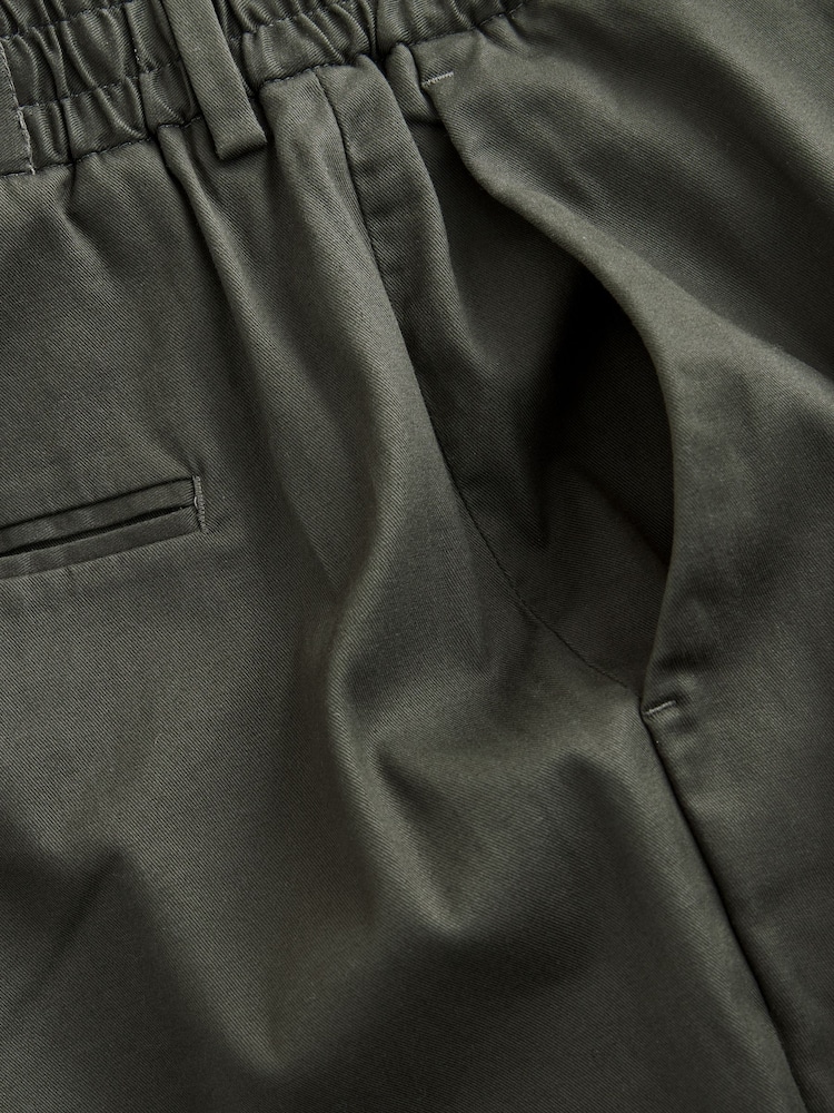 Khaki Green Elasticated Waist TENCEL™ Blend Stretch Chino Trousers - Image 9 of 9