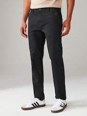 Black Slim Fit Stretch Printed Soft Touch Chino Trousers - Image 1 of 10
