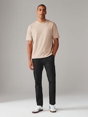 Black Slim Fit Stretch Printed Soft Touch Chino Trousers - Image 2 of 10