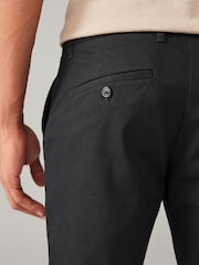 Black Slim Fit Stretch Printed Soft Touch Chino Trousers - Image 6 of 10