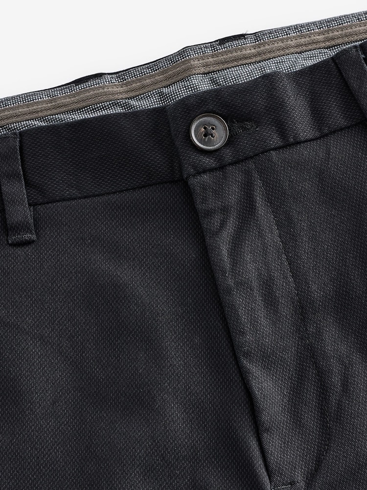 Black Slim Fit Stretch Printed Soft Touch Chino Trousers - Image 8 of 10