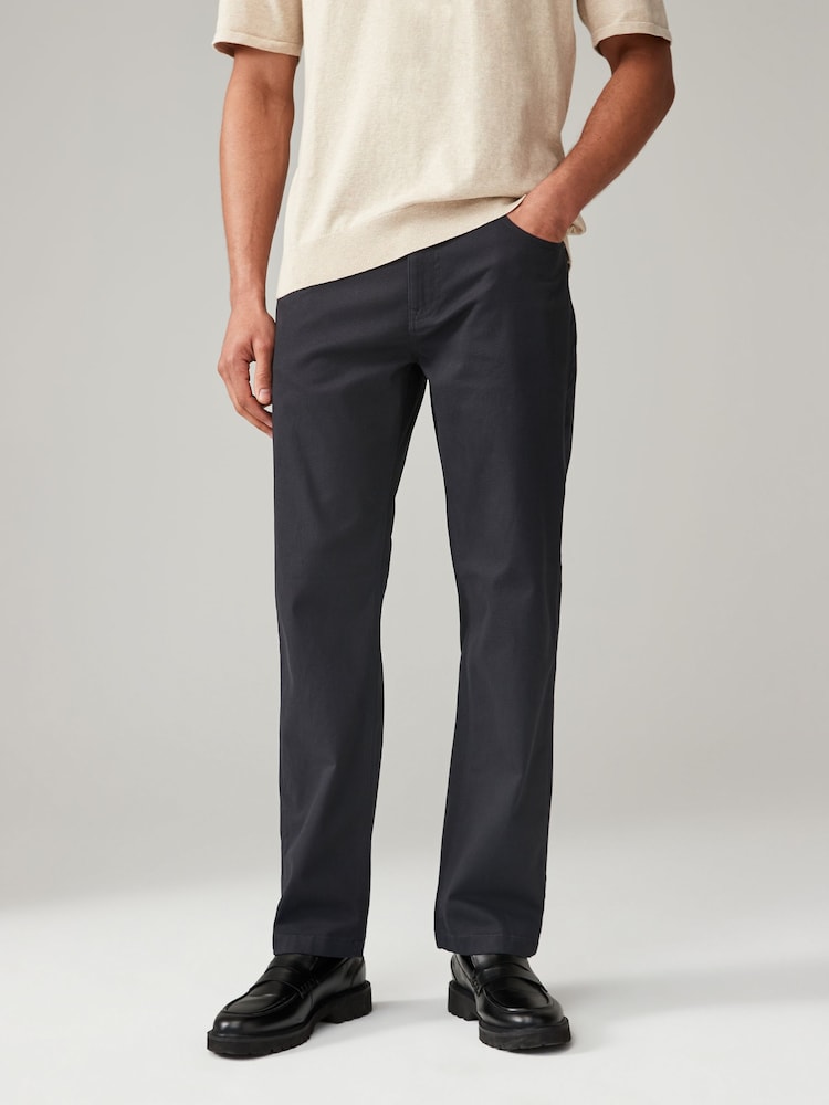 Negro - Pantalones rectos estilo vaqueros en denim elástico suave al tacto con estampado - Imagen 1 de 10