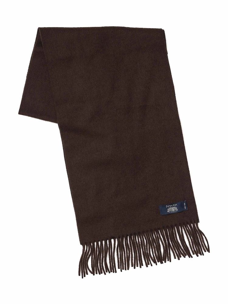 Savile Row Company Brown Virgin Wool Fringed Scarf - Image 1 of 3 Savile Row Company Brown Virgin Wool Fringed Scarf - Image 1 of 3