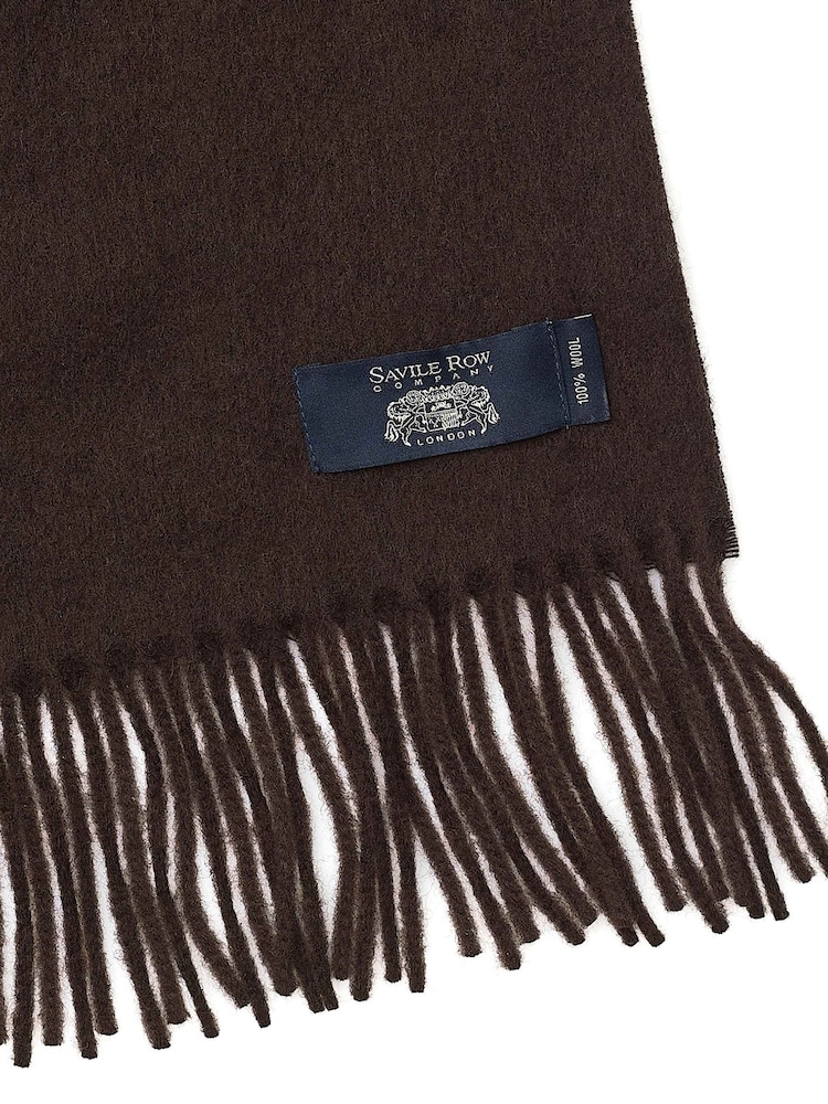 Savile Row Company Brown Virgin Wool Fringed Scarf - Image 2 of 3 Savile Row Company Brown Virgin Wool Fringed Scarf - Image 2 of 3