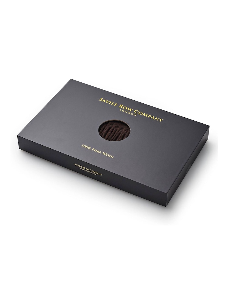 Savile Row Company Brown Virgin Wool Fringed Scarf - Image 3 of 3 Savile Row Company Brown Virgin Wool Fringed Scarf - Image 3 of 3