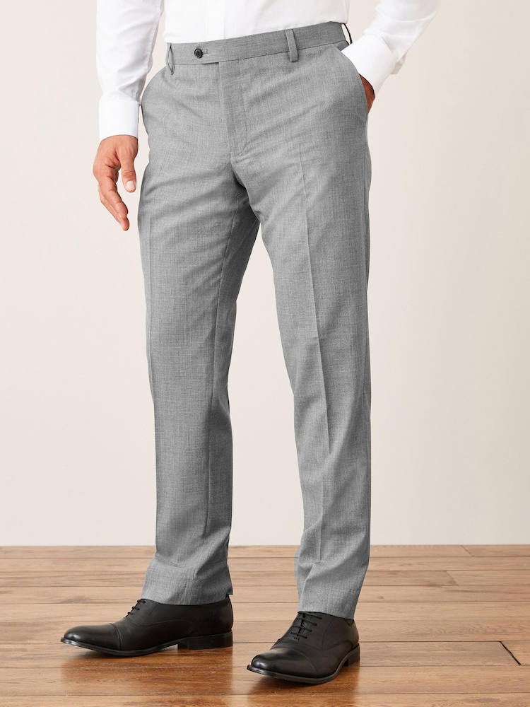 Hellgrau - Strukturierte Anzughose aus Wollmischung im Tailored Fit - Bild 1 von 9 Hellgrau - Strukturierte Anzughose aus Wollmischung im Tailored Fit - Bild 1 von 9