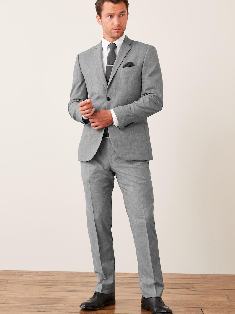 Hellgrau - Strukturierte Anzughose aus Wollmischung im Tailored Fit - Bild 2 von 9 Hellgrau - Strukturierte Anzughose aus Wollmischung im Tailored Fit - Bild 2 von 9