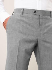 Light Grey Tailored Fit Wool Mix Textured Suit Trousers - Image 5 of 9