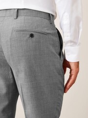 Light Grey Tailored Fit Wool Mix Textured Suit Trousers - Image 6 of 9