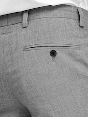 Light Grey Tailored Fit Wool Mix Textured Suit Trousers - Image 7 of 9