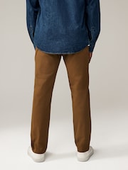 Tan Brown Slim Fit Stretch Printed Soft Touch Chino Trousers - Image 2 of 8