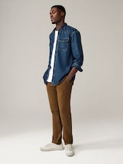 Tan Brown Slim Fit Stretch Printed Soft Touch Chino Trousers - Image 3 of 8