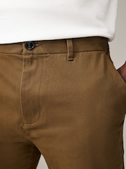 Tan Brown Slim Fit Stretch Printed Soft Touch Chino Trousers - Image 4 of 8