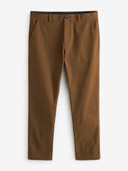 Tan Brown Slim Fit Stretch Printed Soft Touch Chino Trousers - Image 5 of 8