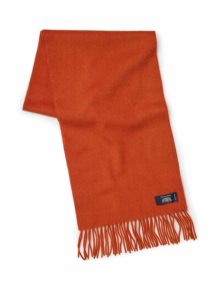 Savile Row Company Warm Brown Virgin Wool Fringed Scarf - Image 2 of 3 Savile Row Company Warm Brown Virgin Wool Fringed Scarf - Image 2 of 3