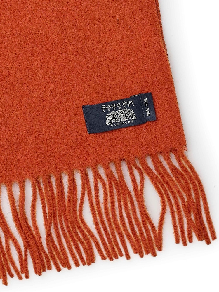 Savile Row Company Warm Brown Virgin Wool Fringed Scarf - Image 3 of 3 Savile Row Company Warm Brown Virgin Wool Fringed Scarf - Image 3 of 3