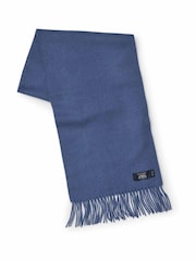 Savile Row Company Blue Virgin Wool Fringed Scarf - Image 1 of 3